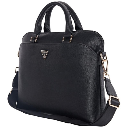 Guess Grained Zipper Pocket Triangle Logo - 15" Notebook Bag (black)