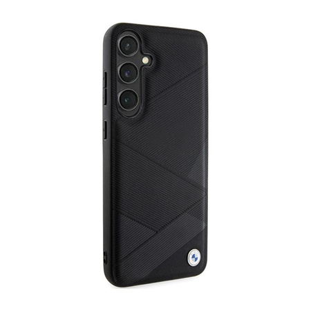 BMW Signature Leather Crossing Lines Pattern - Tasche für Samsung Galaxy S24+ (Schwarz)