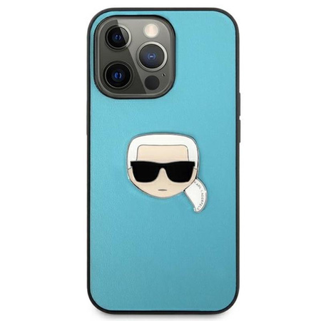 Karl Lagerfeld PU Leather Karl's Head Metal - iPhone 13 Pro Case (blue)