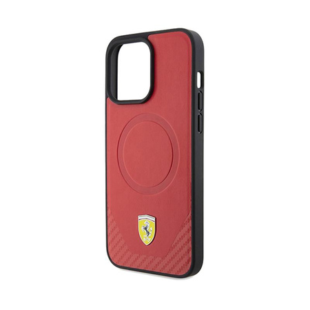 Ferrari Carbon Metal Logo MagSafe - iPhone 15 Pro Max Case (red)