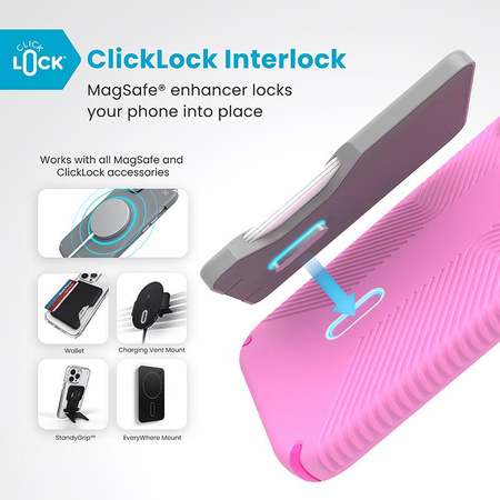 Speck Presidio2 Grip ClickLock & MagSafe - Pouzdro iPhone 16 Plus (True Pink / Shocking Pink / White)