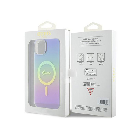 Guess IML Iridescent MagSafe - pouzdro pro iPhone 15 Plus (fialové)