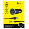 Budi - Chargeur de voiture 2x USB, 17W + câble Lightning (Noir)