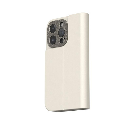 Moshi Overture MagSafe - kožené flipové pouzdro 3 v 1 pro iPhone 15 Pro (Eggnog White)