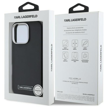 Karl Lagerfeld FW Metal Plate MagSafe - Hülle für iPhone 16 Pro Max (schwarz)