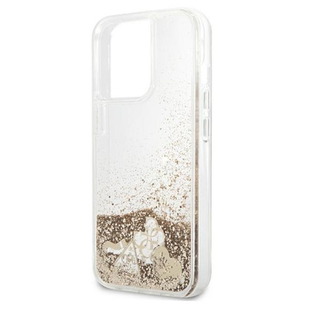 Guess Liquid Glitter Charms - iPhone 13 Pro tok (arany)