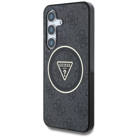 Guess 4G Glitter Triangle Buttons MagSafe - Case for Samsung Galaxy S25 (black)