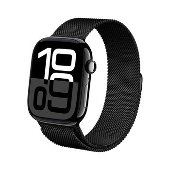 Crong Milano Steel - Rozsdamentes acél szíj Apple Watch 38/40/41/42 mm-es órához (fekete)