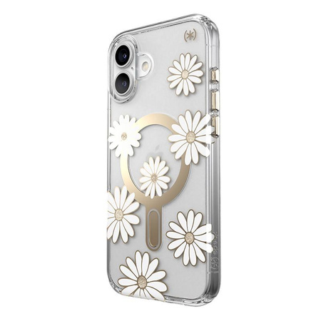 Speck Presidio Lux ClickLock & MagSafe - iPhone 16 Plus Case (Sunshine Daisies / Clear / Gold)