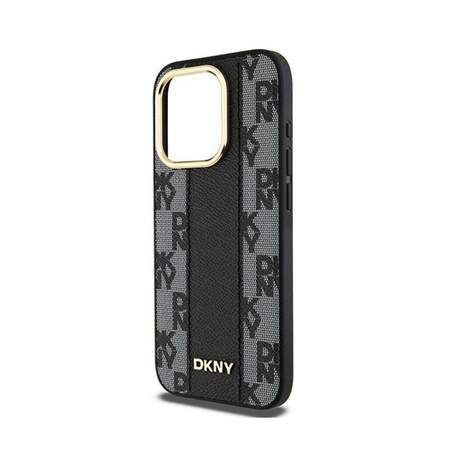 DKNY Leather Checkered Mono Pattern MagSafe - Hülle für iPhone 15 Pro Max (Schwarz)