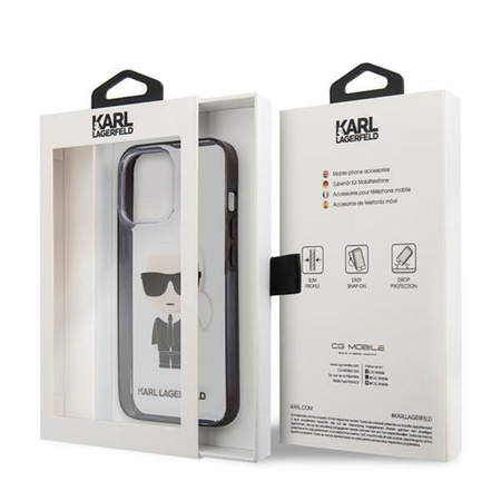 Karl Lagerfeld Ikonik Karl - Coque iPhone 13 Pro (transparent / cadre noir)