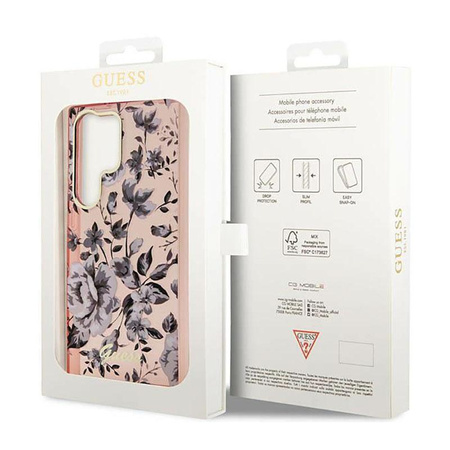Guess Flower Collection - Case for Samsung Galaxy S23 Ultra (Pink)