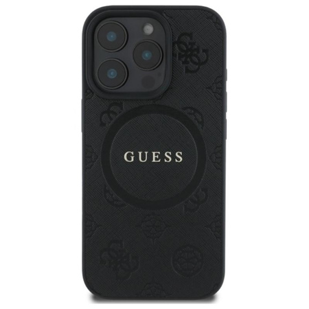 Guess Saffiano Peony Classic Logo MagSafe - iPhone 16 Pro Max tok (fekete)