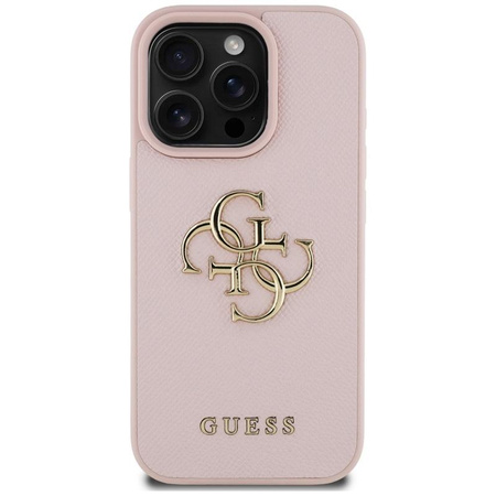 Guess Grained Big 4G Logo Small Classic Logo - Coque pour iPhone 16 Pro Max (rose)