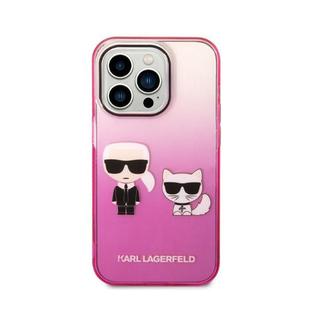 Karl Lagerfeld Gradient Ikonik Karl & Choupette - pouzdro pro iPhone 14 Pro (růžové)