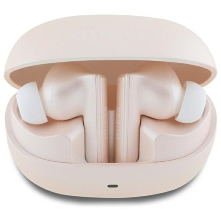 Guess Capsule nyomtatott logóval - TWS ANC & ENC Bluetooth fejhallgató + töltőtáska (rózsaszín)