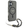 Guess IML Glitter With Pearl Strap MagSafe - iPhone 16 Tasche (schwarz)