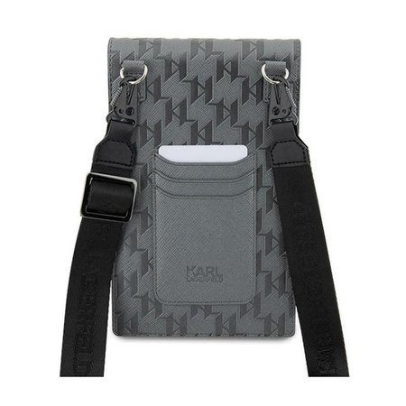 Karl Lagerfeld Saffiano Monogram Iconic - Crossbody phone bag (silver)