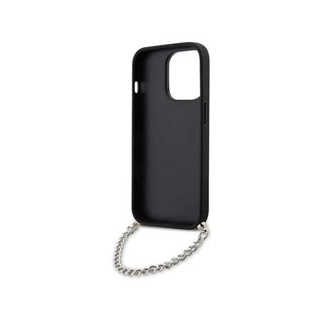 Karl Lagerfeld Saffiano Monogramm Kette - iPhone 14 Pro Tasche (Silber)