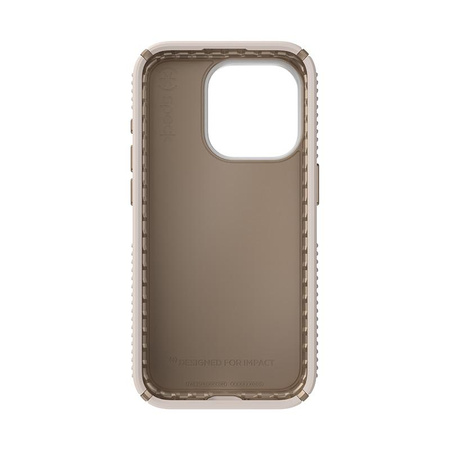 Speck Presidio2 Grip - iPhone 15 Pro Tasche (Gebleichter Knochen / Erbstück Gold / Haselnussbraun)