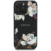 Guess Grained Printed Flower Pattern MagSafe - Pouzdro pro iPhone 16 Pro Max (černý)