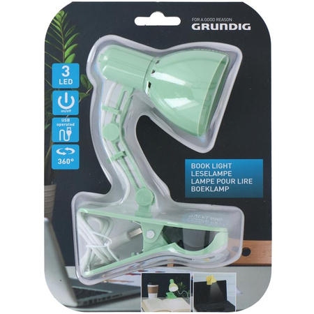 Grundig - Lampka LED do czytania / biurkowa USB (zielony)