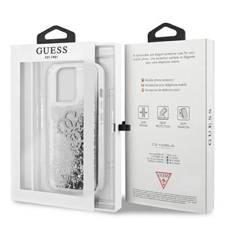 Pouzdro Guess Liquid Glitter 4G Big Logo - iPhone 13 Pro Max (stříbrné)