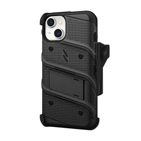 ZIZO BOLT Series - Armored iPhone 14 case with 9H glass for screen + holder with stand (black)