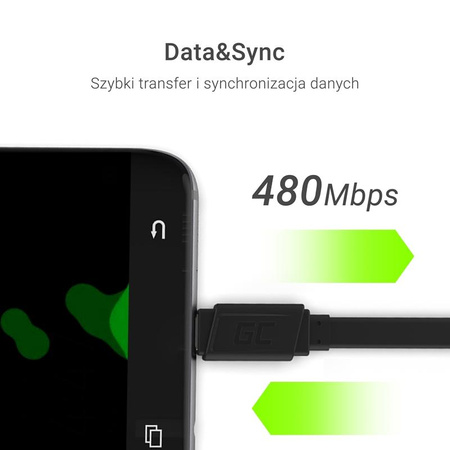 Green Cell GCmatte - 25 cm-es Micro USB kábel gyors töltés támogatással