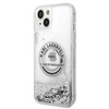 Karl Lagerfeld Liquid Glitter Round RSG Logo Case - pouzdro pro iPhone 14 Plus (stříbrné)