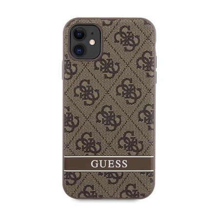 Guess 4G nyomtatott csíkos - iPhone 11 / iPhone XR tok (barna)