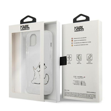 Karl Lagerfeld Choupette Fun - pouzdro pro iPhone 13 Mini (průhledné)