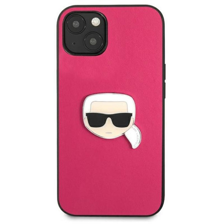 Karl Lagerfeld PU Leather Karl's Head Metal - Coque iPhone 13 (rose)