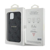 Guess 4G Collection Leder Metall Logo MagSafe - iPhone 12 / iPhone 12 Pro Tasche (schwarz)