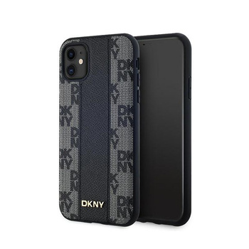 DKNY Leather Checkered Mono Pattern MagSafe - Case for iPhone 11 (Black)