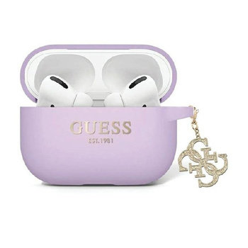 Guess Liquid Silicone Glitter Triangle Charm - Étui AirPods Pro 2 (violet)