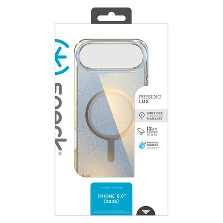 Speck Presidio Lux MagSafe - Pouzdro iPhone Air (Hyper Mirror Glitter / Silver Metallic)