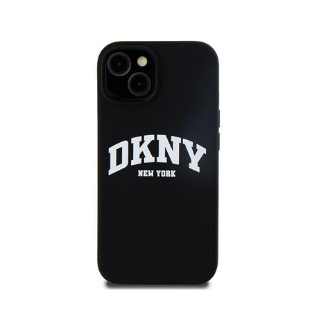 DKNY Liquid Silicone fehér nyomtatott logó MagSafe - iPhone 15 / 14 / 13 tok (fekete)