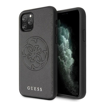 Guess Saffiano 4G Circle Logo - iPhone 11 Pro Max Tasche (schwarz)