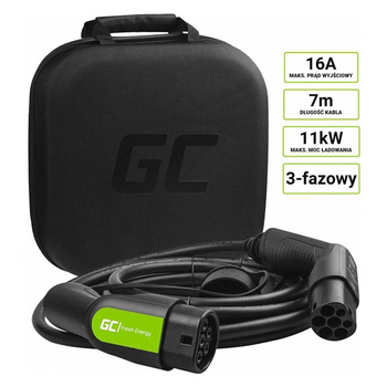 Green Cell - GC EV Type 2 11kW 7m kabel pro nabíjení Tesla Model 3 / S / X, Leaf, ZOE, i3, ID.3, I-Pace, E-Tron, Kona, Ioniq