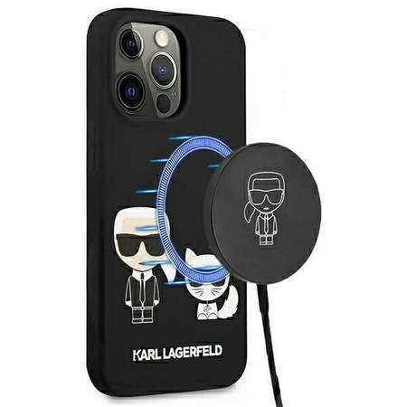 Karl Lagerfeld Slilicone Karl & Choupette Magsafe - Coque iPhone 13 Pro Max (noir)