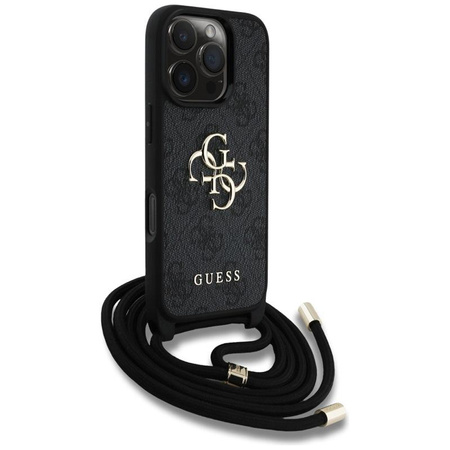 Guess 4G Big Logo Cord Strap Crossbody - Hülle für iPhone 16 Pro Max (schwarz)