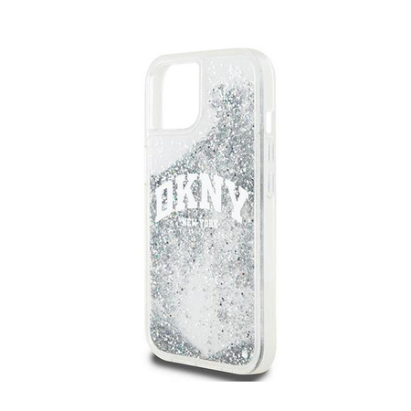 DKNY Liquid Glitter Big Logo - Coque iPhone 15 / 14 / 13 (blanc)