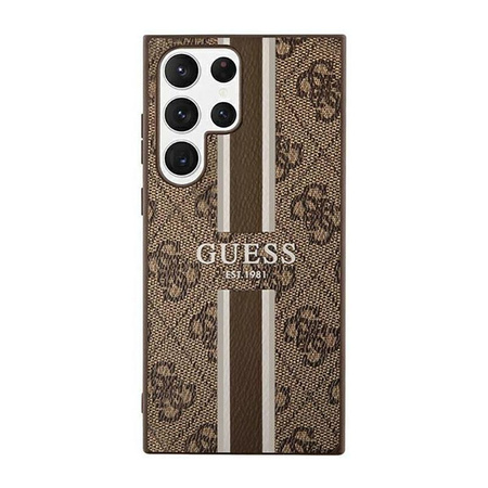 Guess 4G Printed Stripe - pouzdro pro Samsung Galaxy S23 Ultra (hnědé)