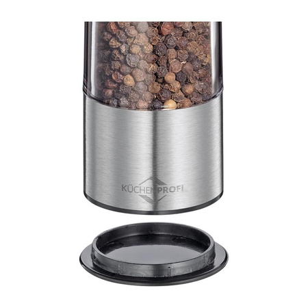 Küchenprofi Boston - Electric salt and pepper grinders with ceramic grinding mechanism 23x5 cm 2 pcs. (silver)
