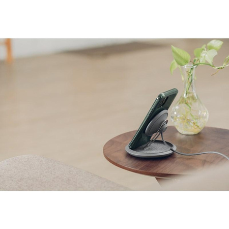 Moshi Lounge Q Wireless Charging Stand - Qi wireless inductive charger for iPhone and Android 15W (Nordic Gray)