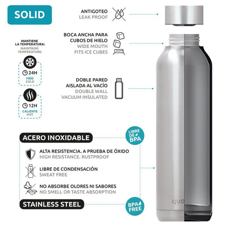 Quokka Solid - Bouteille thermique en acier inoxydable 510 ml (Jet Black)