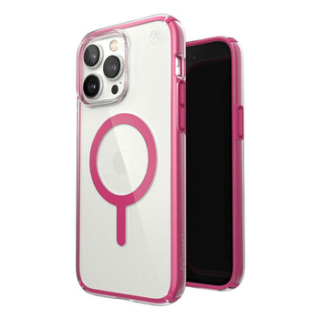 Speck Presidio Perfect-Clear with Impact Geometry + MagSafe - Etui iPhone 14 Pro Max z powłoką MICROBAN (Clear / Digital Pink)