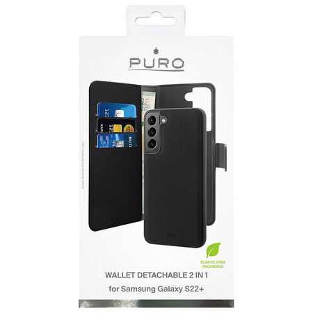 PURO Geldbörse abnehmbar - 2-in-1 Hülle für Samsung Galaxy S22+ (schwarz)