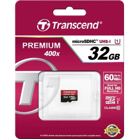 Transcend Memory microSDHC - Paměťová karta 32 GB Class 10 UHS-I U1 60/25 MB/s